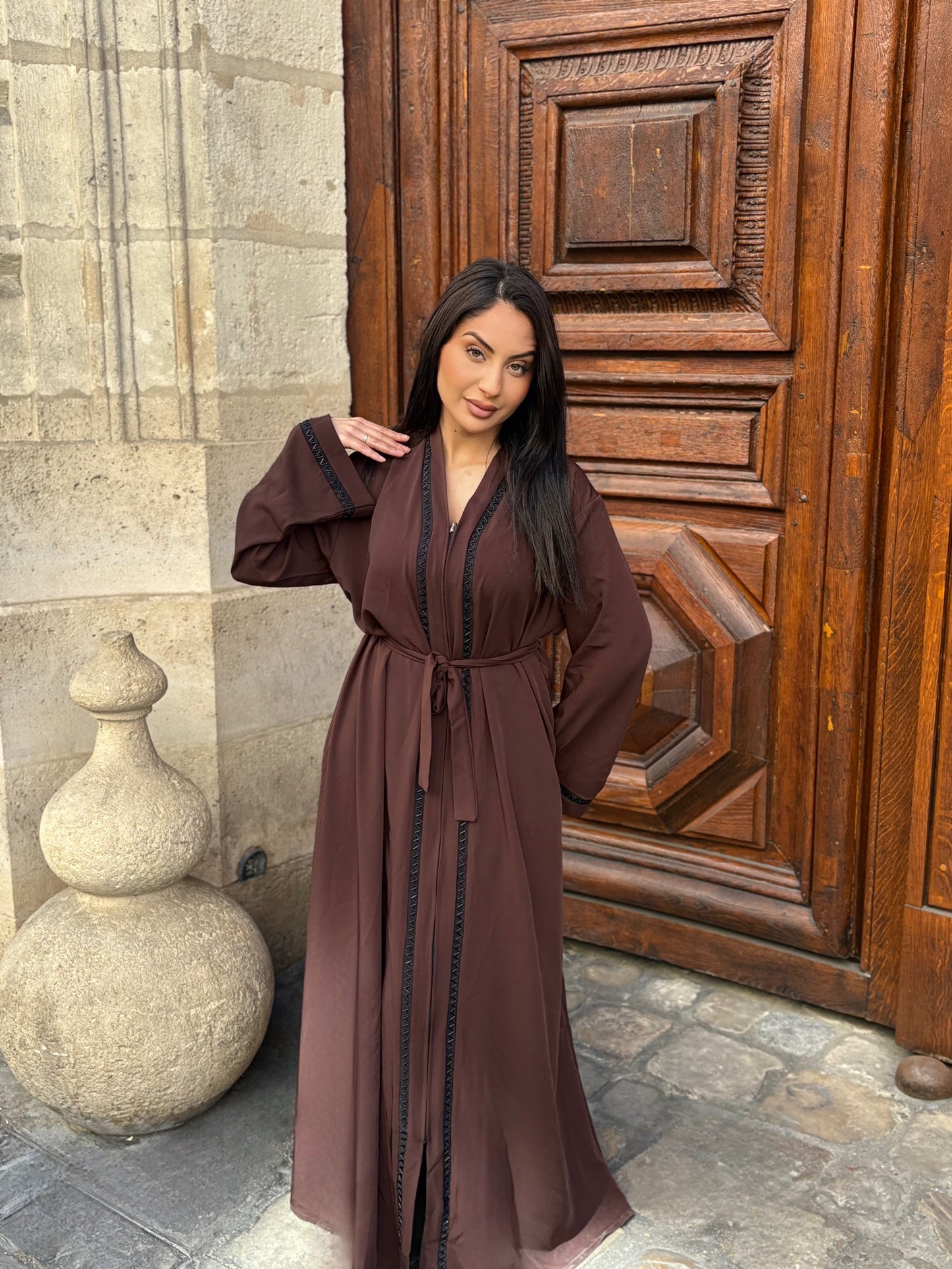 ABAYA CLASSY BROWN ZIPÉE G2